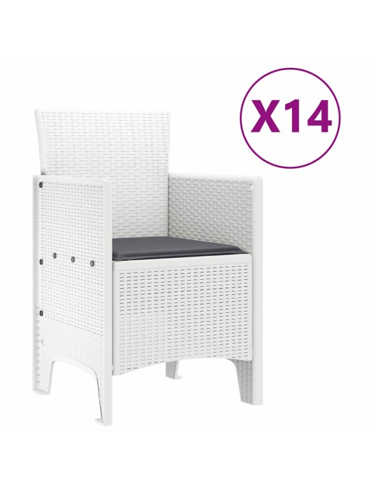 Dārza ēdamgalds 15 pcs balts polt rattan