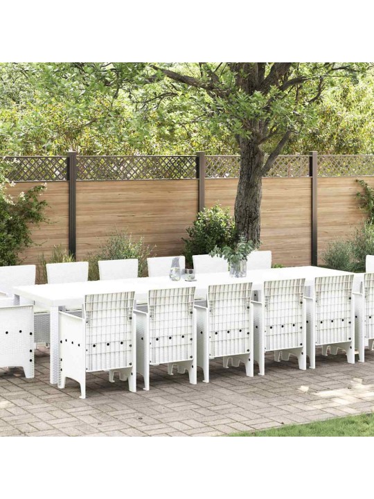 Dārza ēdamgalds 15 pcs balts polt rattan