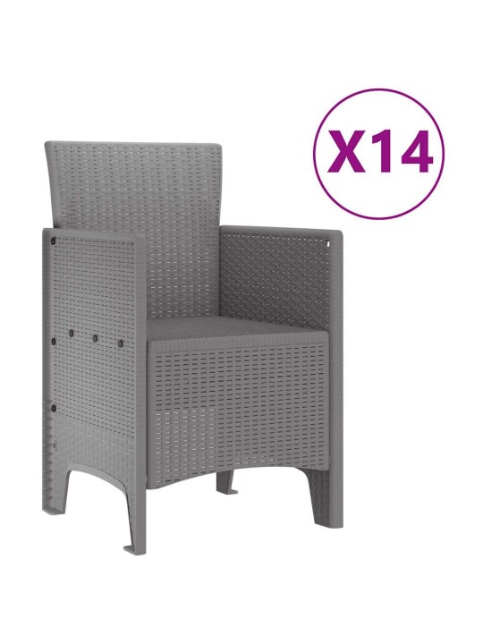 Dārza ēdamgalds 15 pcs gaiši pelēks polt rattan