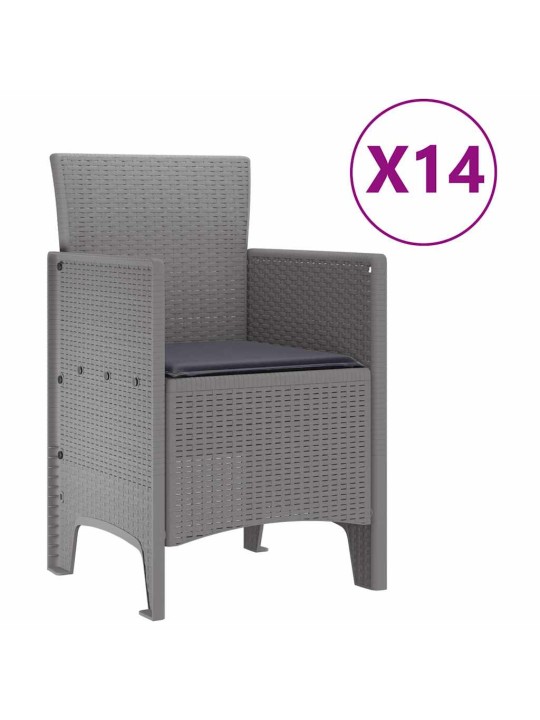 Dārza ēdamgalds 15 pcs gaiši pelēks polt rattan