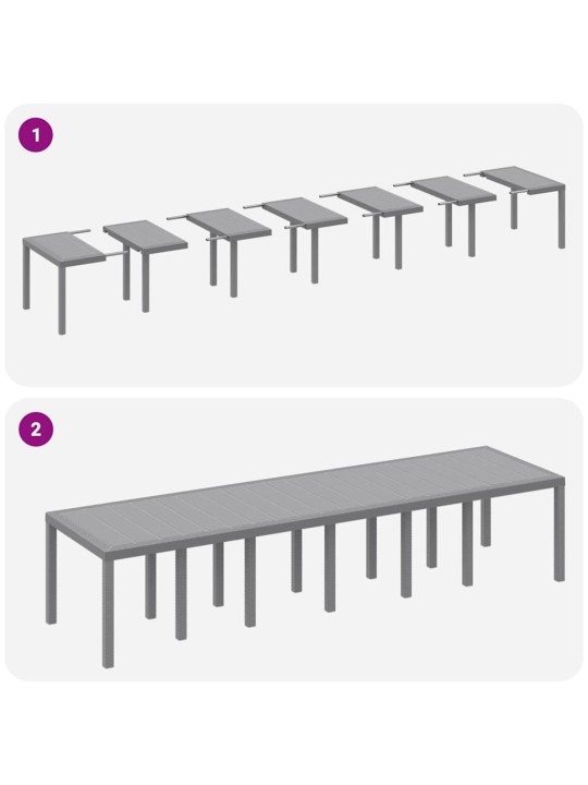 Dārza ēdamgalds 15 pcs gaiši pelēks polt rattan
