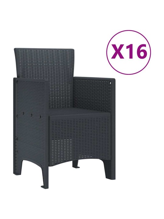 Dārza ēdamgalds 17 pcs antracīts polt rattan