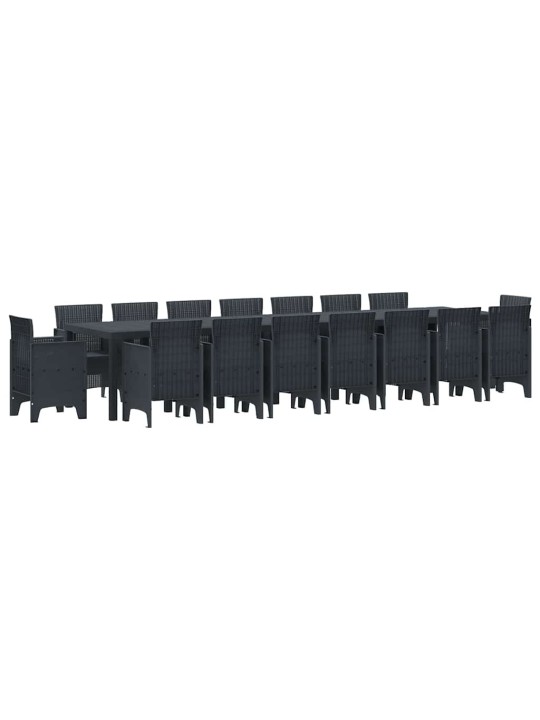 Dārza ēdamgalds 17 pcs antracīts polt rattan