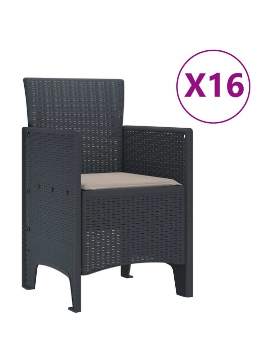 Dārza ēdamgalds 17 pcs antracīts polt rattan
