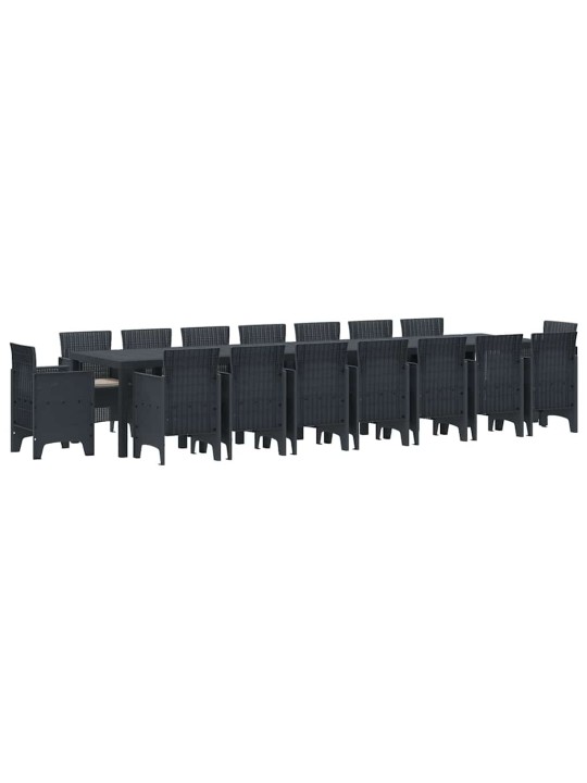 Dārza ēdamgalds 17 pcs antracīts polt rattan