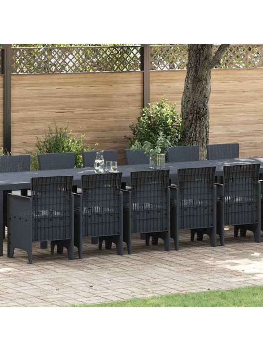 Dārza ēdamgalds 17 pcs antracīts polt rattan
