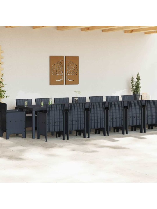 Dārza ēdamgalds 17 pcs antracīts polt rattan
