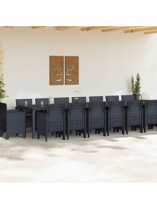 Dārza ēdamgalds 17 pcs antracīts polt rattan