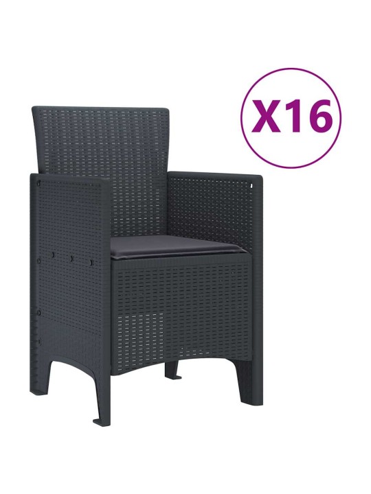 Dārza ēdamgalds 17 pcs antracīts polt rattan