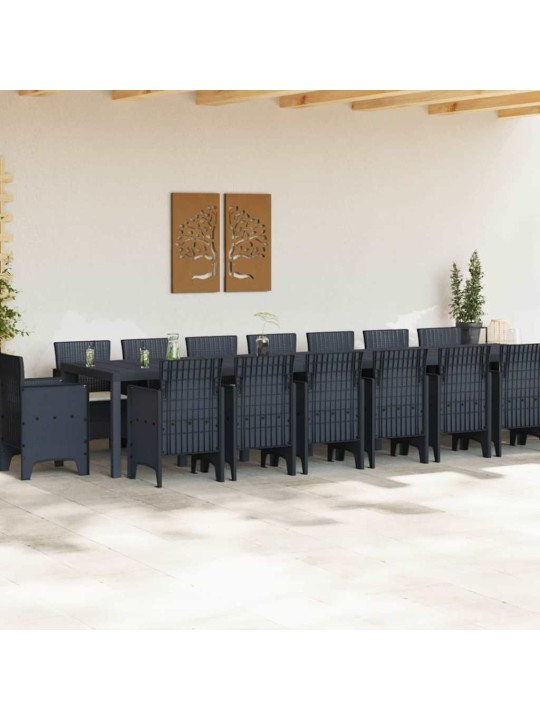 Dārza ēdamgalds 17 pcs antracīts polt rattan