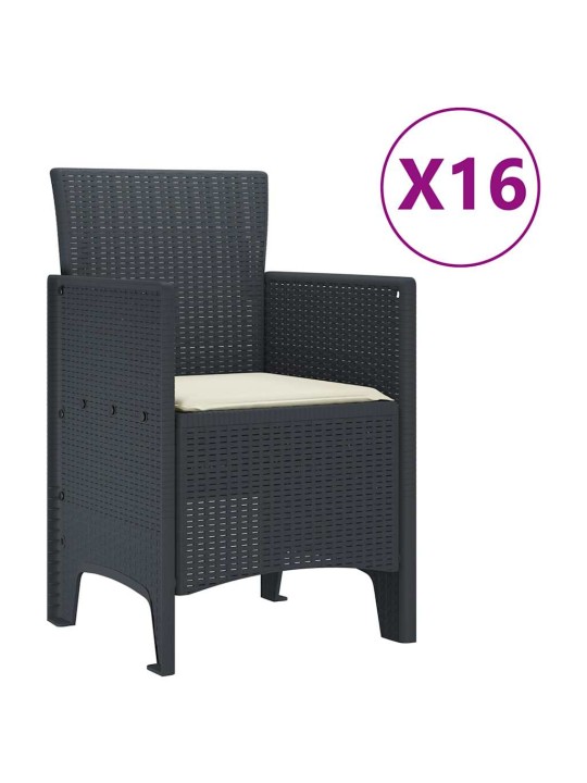 Dārza ēdamgalds 17 pcs antracīts polt rattan
