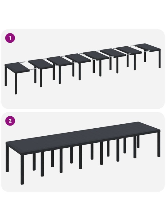 Dārza ēdamgalds 17 pcs antracīts polt rattan