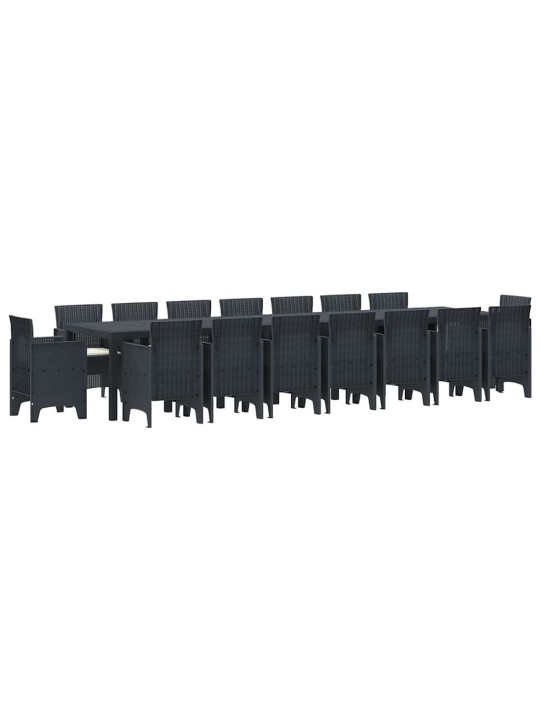 Dārza ēdamgalds 17 pcs antracīts polt rattan