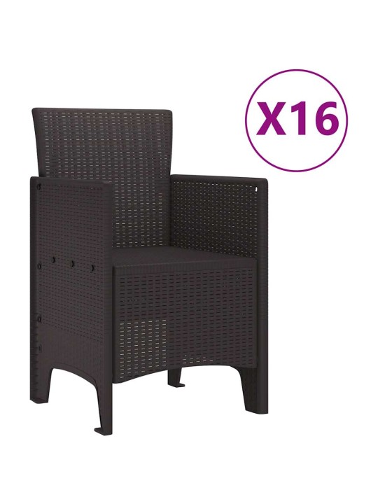 Dārza ēdamgalds 17 pcs brūna polt rattan