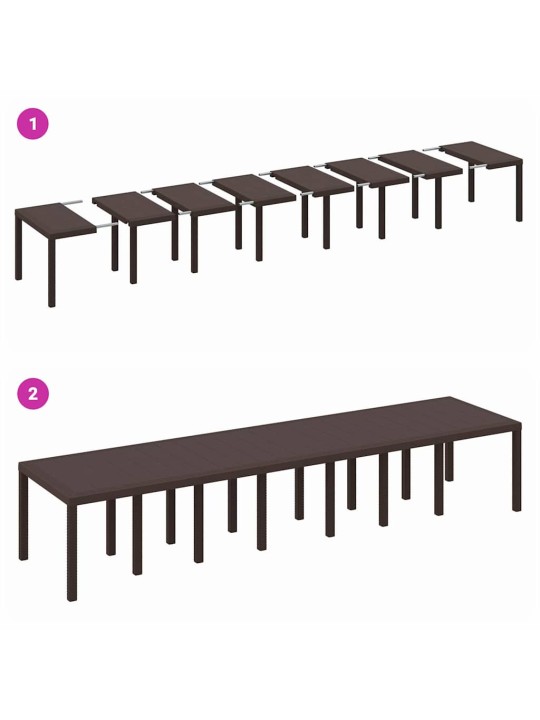 Dārza ēdamgalds 17 pcs brūna polt rattan