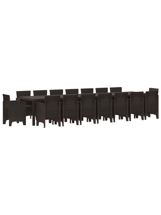 Dārza ēdamgalds 17 pcs brūna polt rattan