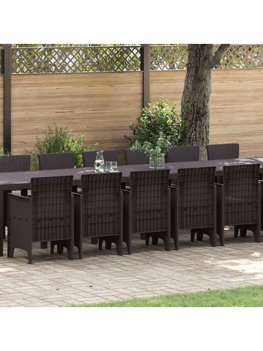 Dārza ēdamgalds 17 pcs brūna polt rattan