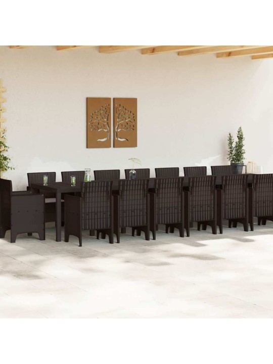 Dārza ēdamgalds 17 pcs brūna polt rattan