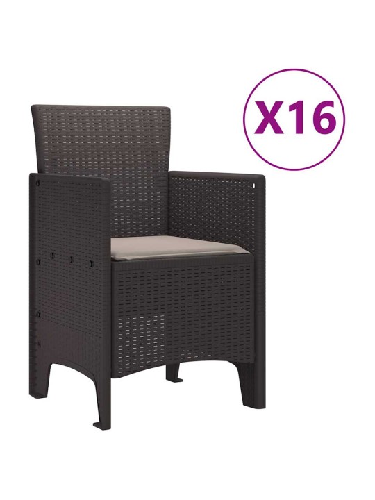 Dārza ēdamgalds 17 pcs brūna polt rattan