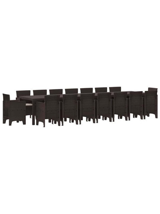 Dārza ēdamgalds 17 pcs brūna polt rattan