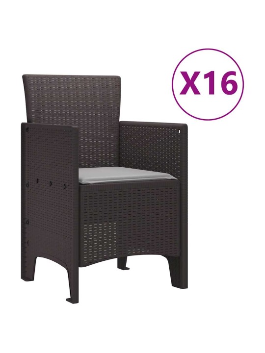 Dārza ēdamgalds 17 pcs brūna polt rattan