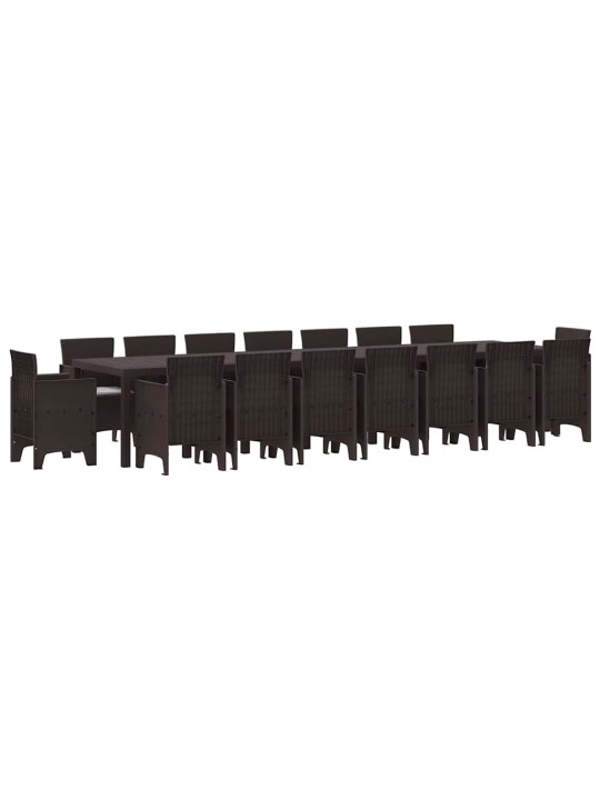Dārza ēdamgalds 17 pcs brūna polt rattan