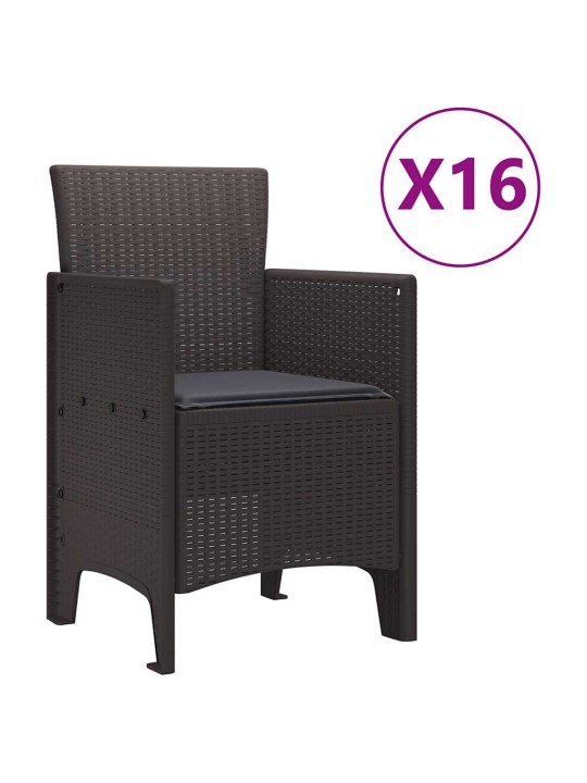 Dārza ēdamgalds 17 pcs brūna polt rattan