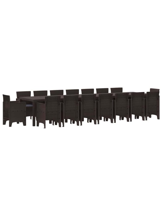 Dārza ēdamgalds 17 pcs brūna polt rattan