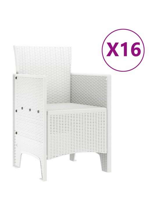 Dārza ēdamgalds 17 pcs balts polt rattan