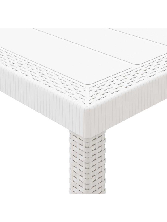 Dārza ēdamgalds 17 pcs balts polt rattan