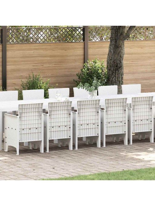 Dārza ēdamgalds 17 pcs balts polt rattan