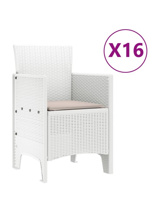 Dārza ēdamgalds 17 pcs balts polt rattan