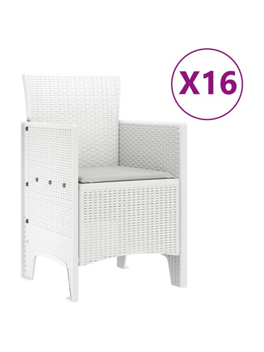 Dārza ēdamgalds 17 pcs balts polt rattan