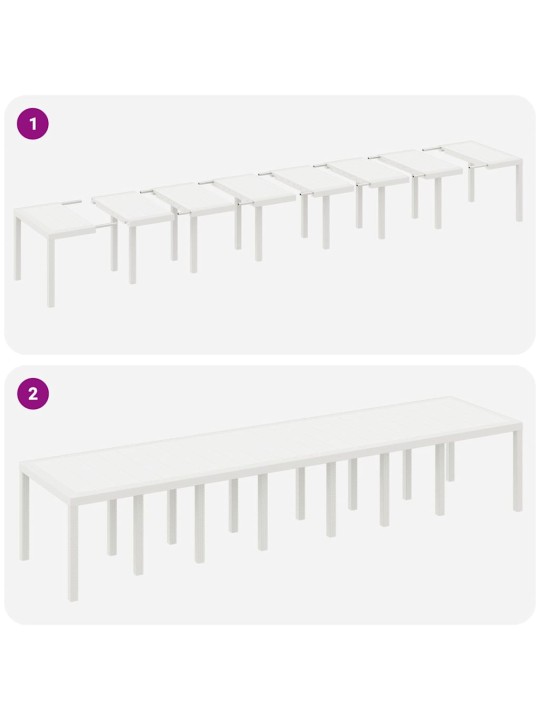 Dārza ēdamgalds 17 pcs balts polt rattan