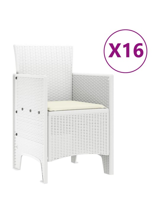 Dārza ēdamgalds 17 pcs balts polt rattan