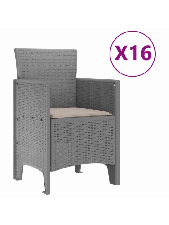 Dārza ēdamgalds 17 pcs gaiši pelēks polt rattan