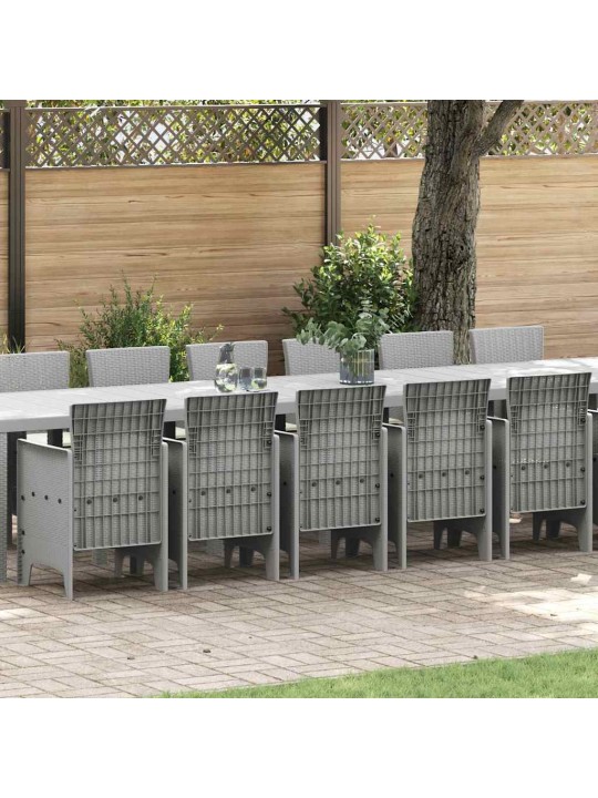 Dārza ēdamgalds 17 pcs gaiši pelēks polt rattan