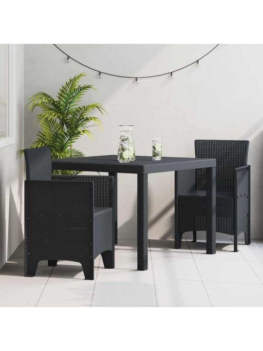 Dārza ēdamgalds 3 pcs antracīts polt rattan
