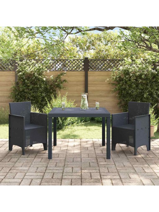 Dārza ēdamgalds 3 pcs antracīts polt rattan