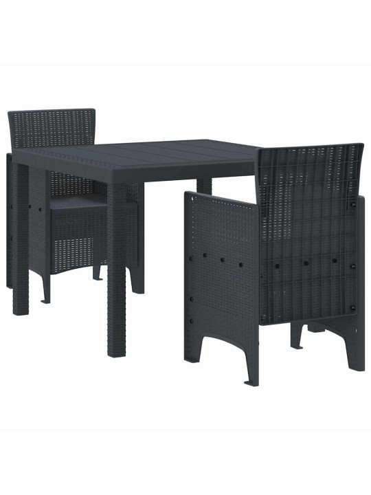 Dārza ēdamgalds 3 pcs antracīts polt rattan