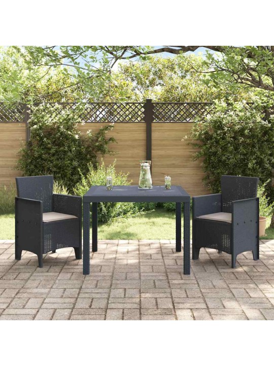 Dārza ēdamgalds 3 pcs antracīts polt rattan