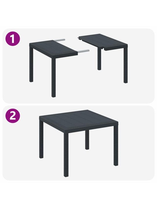 Dārza ēdamgalds 3 pcs antracīts polt rattan