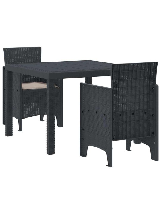 Dārza ēdamgalds 3 pcs antracīts polt rattan