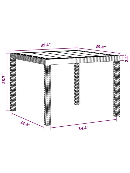 Dārza ēdamgalds 3 pcs antracīts polt rattan