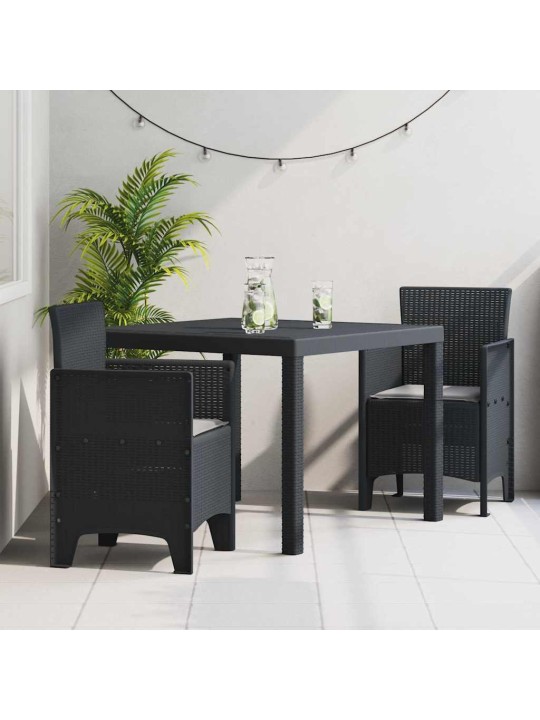 Dārza ēdamgalds 3 pcs antracīts polt rattan