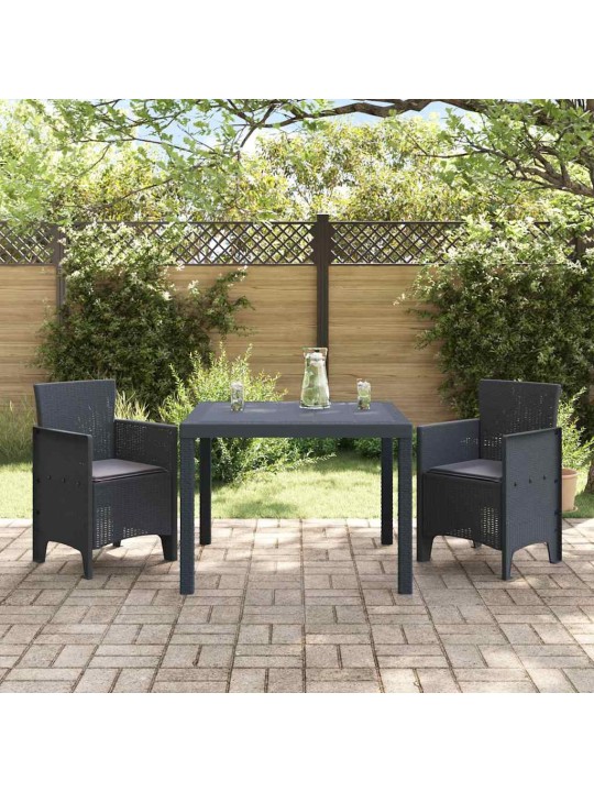 Dārza ēdamgalds 3 pcs antracīts polt rattan