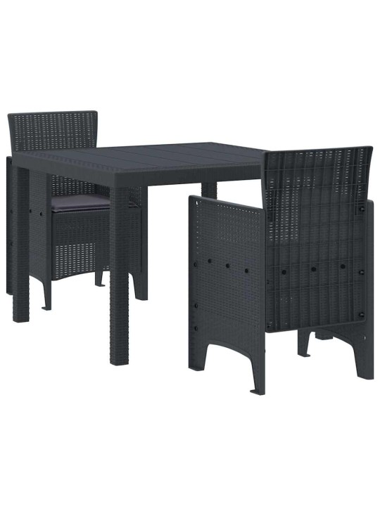Dārza ēdamgalds 3 pcs antracīts polt rattan