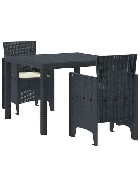 Dārza ēdamgalds 3 pcs antracīts polt rattan