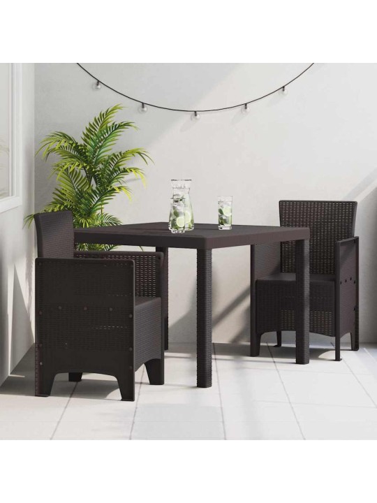 Dārza ēdamgalds 3 pcs brūna polt rattan