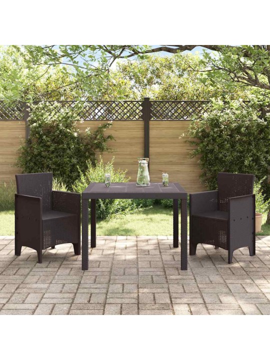Dārza ēdamgalds 3 pcs brūna polt rattan